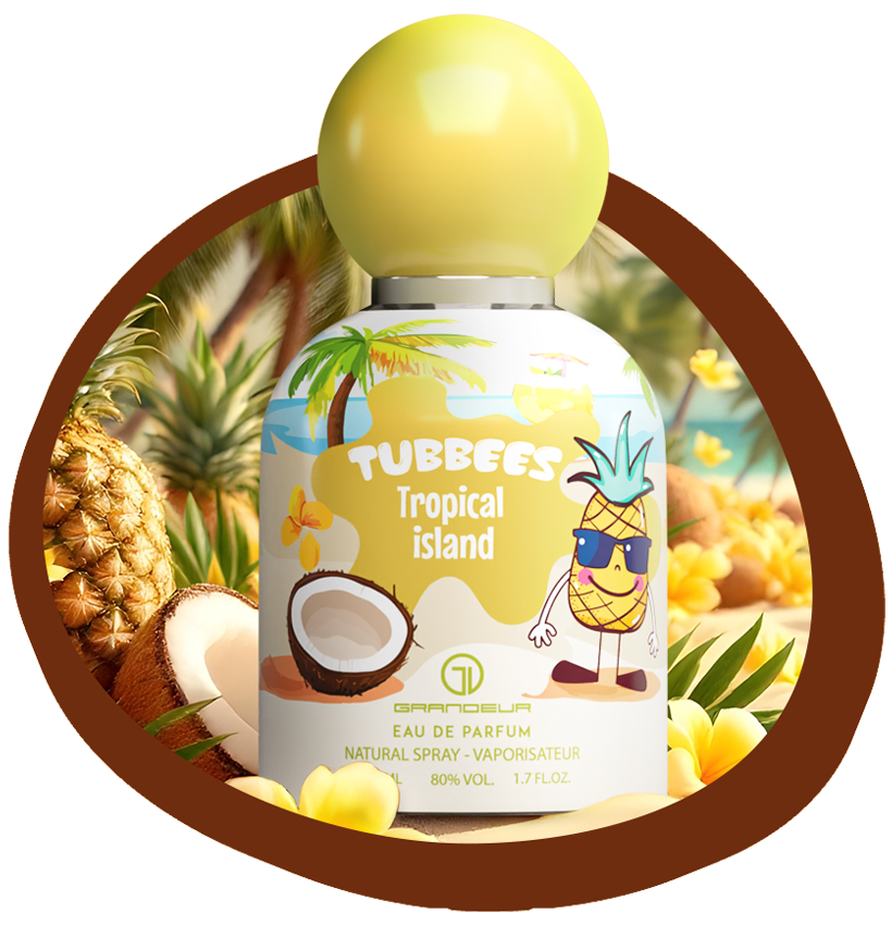 Perfume bottle with tropical design