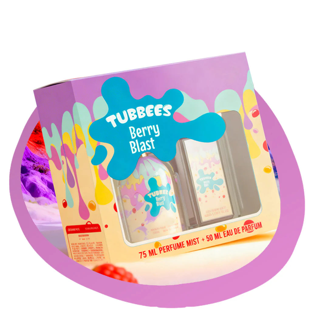 Tubbees Berry Blast perfume set packaging  